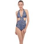 Nature Charm Drawing  Halter Front Plunge Swimsuit