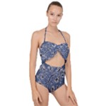 Nature Charm Drawing  Scallop Top Cut Out Swimsuit