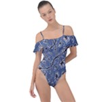 Nature Charm Drawing  Frill Detail One Piece Swimsuit