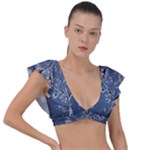 Nature Charm Drawing  Plunge Frill Sleeve Bikini Top