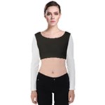 Elegnat BW Print Velvet Long Sleeve Crop Top