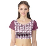 Bk Love In Pieces Print Pattern Design Short Sleeve Crop Top