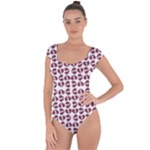 Bk Love In Pieces Print Pattern Design Short Sleeve Leotard 