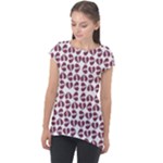 Bk Love In Pieces Print Pattern Design Cap Sleeve High Low Top