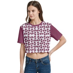 Women s Round Neck Short Sleeve Crop Top 