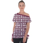 Bk Love In Pieces Print Pattern Design Off Shoulder Tie-Up T-Shirt