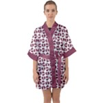 Bk Love In Pieces Print Pattern Design Half Sleeve Satin Kimono 