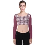 Bk Love In Pieces Print Pattern Design Velvet Long Sleeve Crop Top