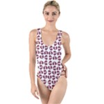 Bk Love In Pieces Print Pattern Design High Leg Strappy Swimsuit