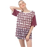 Bk Love In Pieces Print Pattern Design Oversized Chiffon Top