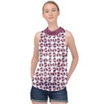 Bk Love In Pieces Print Pattern Design High Neck Satin Top