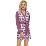 Bk Love In Pieces Print Pattern Design Long Sleeve Satin Robe