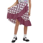 Bk Love In Pieces Print Pattern Design Kids  Ruffle Flared Wrap Midi Skirt