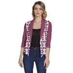 Bk Love In Pieces Print Pattern Design Women s Draped Front 3/4 Sleeve Shawl Collar Jacket