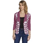 Bk Love In Pieces Print Pattern Design Women s One-Button 3/4 Sleeve Short Jacket