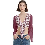 Bk Love In Pieces Print Pattern Design Trumpet Sleeve Cropped Top