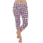 Love In Pieces Print Pattern Design Lightweight Velour Capri Yoga Leggings