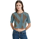 Earthbound Geometry Print Women s Round Neck Short Sleeve Crop Top