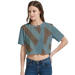 Women s Round Neck Short Sleeve Crop Top 