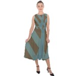 Earthbound Geometry Print Midi Tie-Back Chiffon Dress