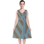 Earthbound Geometry Print V-Neck Midi Sleeveless Dress 