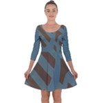 Earthbound Geometry Print Quarter Sleeve Skater Dress