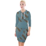 Earthbound Geometry Print Quarter Sleeve Hood Bodycon Dress