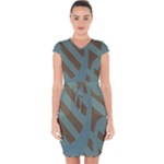 Earthbound Geometry Print Capsleeve Drawstring Dress 