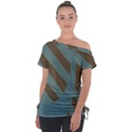 Earthbound Geometry Print Off Shoulder Tie-Up T-Shirt