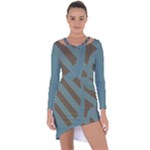 Earthbound Geometry Print Asymmetric Cut-Out Shift Dress