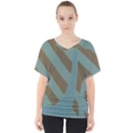 Earthbound Geometry Print V-Neck Dolman Drape Top