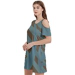 Earthbound Geometry Print Women s Cold Shoulder Round Neck Mini Dress