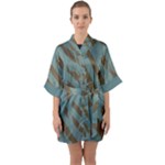 Earthbound Geometry Print Half Sleeve Satin Kimono 