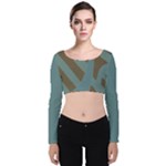 Earthbound Geometry Print Velvet Long Sleeve Crop Top