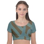 Earthbound Geometry Print Velvet Short Sleeve Crop Top 