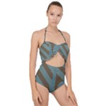 Earthbound Geometry Print Scallop Top Cut Out Swimsuit