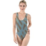 Earthbound Geometry Print High Leg Strappy Swimsuit