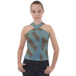 Earthbound Geometry Print Cross Neck Velour Top