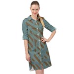 Earthbound Geometry Print Long Sleeve Mini Shirt Dress