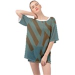 Earthbound Geometry Print Oversized Chiffon Top