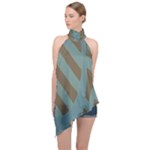 Earthbound Geometry Print Halter Asymmetric Satin Top