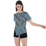 Earthbound Geometry Print Asymmetrical Short Sleeve Sports T-Shirt