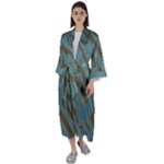 Earthbound Geometry Print Maxi Satin Kimono