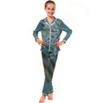 Earthbound Geometry Print Kids  Satin Long Sleeve Pajamas Set