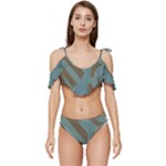 Earthbound Geometry Print Ruffle Edge Tie Up Bikini Set	