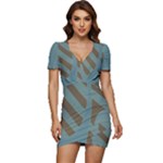 Earthbound Geometry Print Low Cut Cap Sleeve Mini Dress