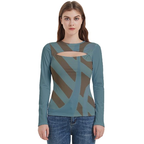 Earthbound Geometry Print Women s Cut Out Long Sleeve T