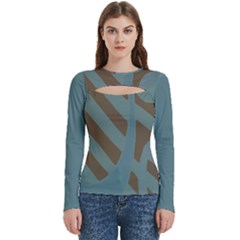 Earthbound Geometry Print Women s Cut Out Long Sleeve T