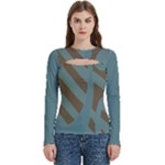 Earthbound Geometry Print Women s Cut Out Long Sleeve T-Shirt