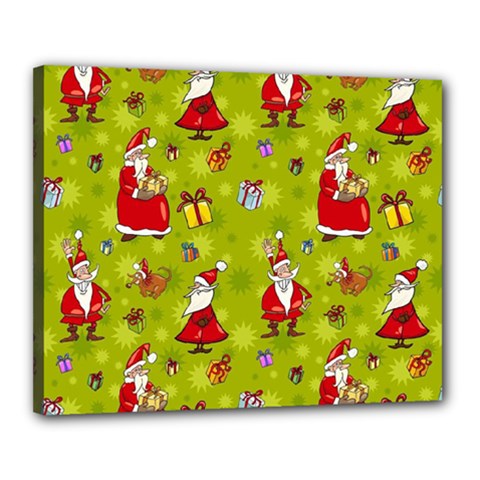 Background With Santa Claus, Christmas Decorations Canvas 20  x 16  (Stretched) from ArtsNow.com